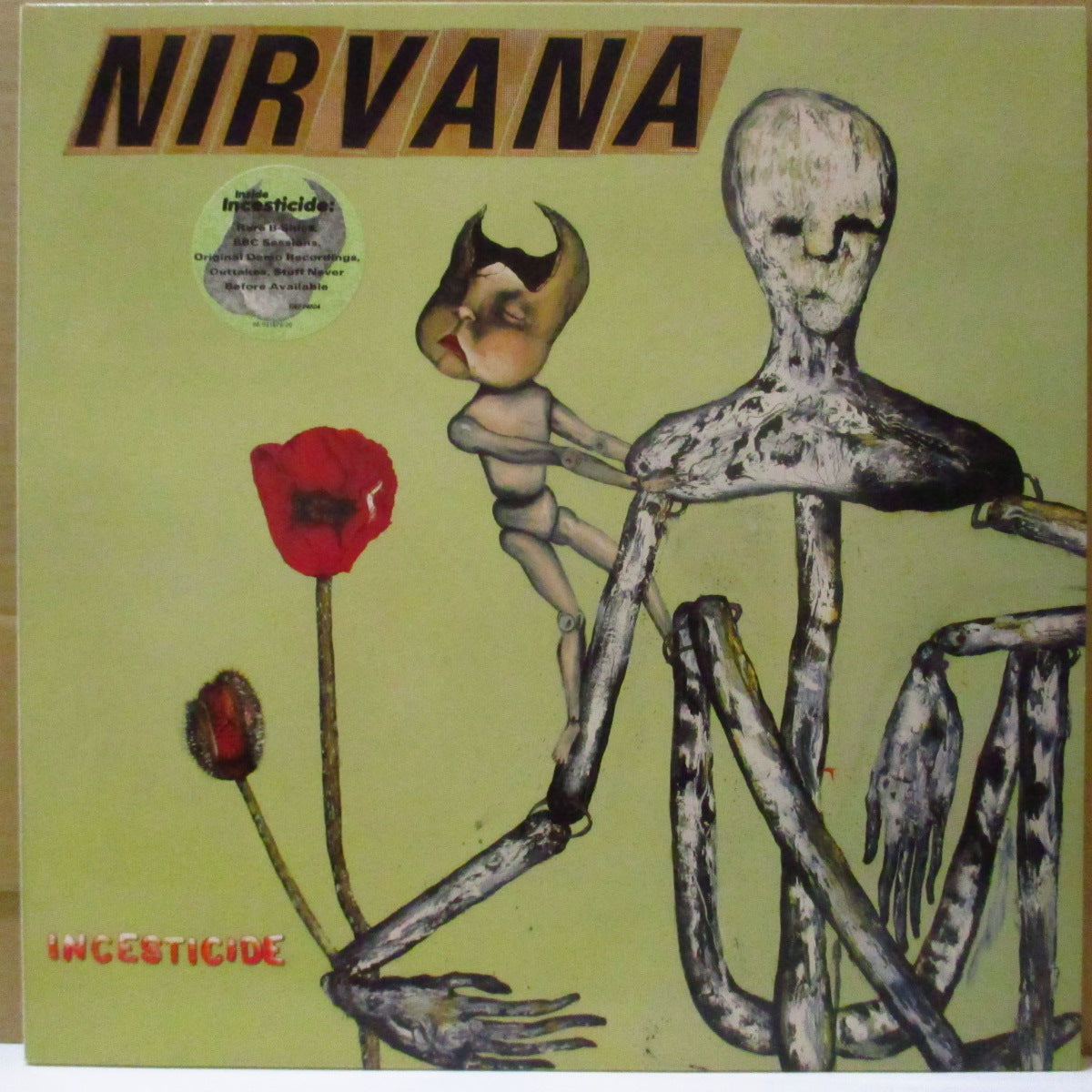 NIRVANA (ニルヴァーナ)  - Incesticide (EU オリジナル「GEFFEN RECORDS表記無しラベ」 LP+インナー/レアステッカー付ジャケ) '92年レアトラック・コンピレーション