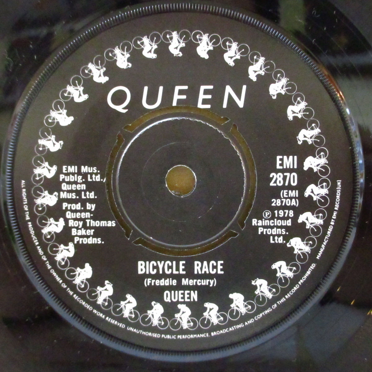 QUEEN (クイーン)  - Bicycle Race (UK '78 オリジナル「ラウンドセンター」7インチ+光沢固紙ジャケ)