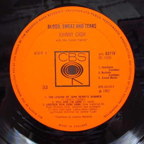 JOHNNY CASH - Blood, Sweat And Tears (UK Orig.Mono LP/CFS)