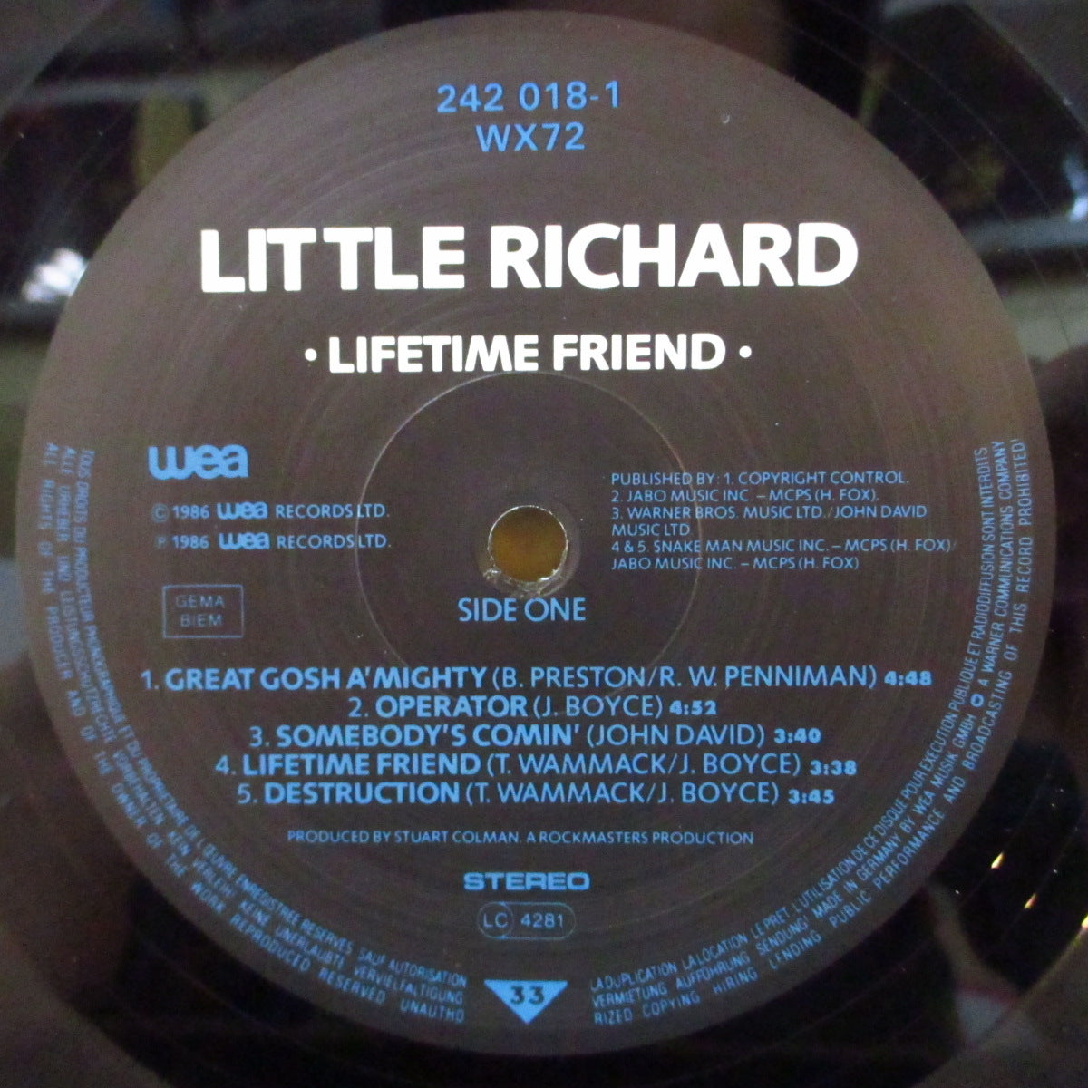 LITTLE RICHARD (リトル・リチャード)  - Lifetime Friend (EU '86 オリジナル LP)'86年54歳時ロンドン録音再復活作！