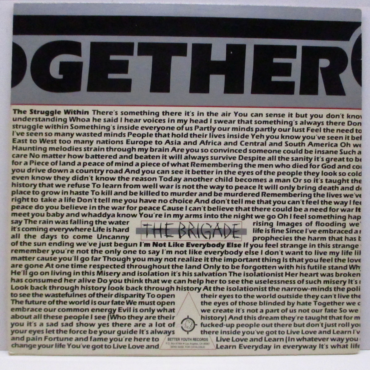 YOUTH BRIGADE (THE BRIGADE)   (ユース・ブリゲイド)  - Come Together (US '86 オリジナル 6曲入りミニ LP）