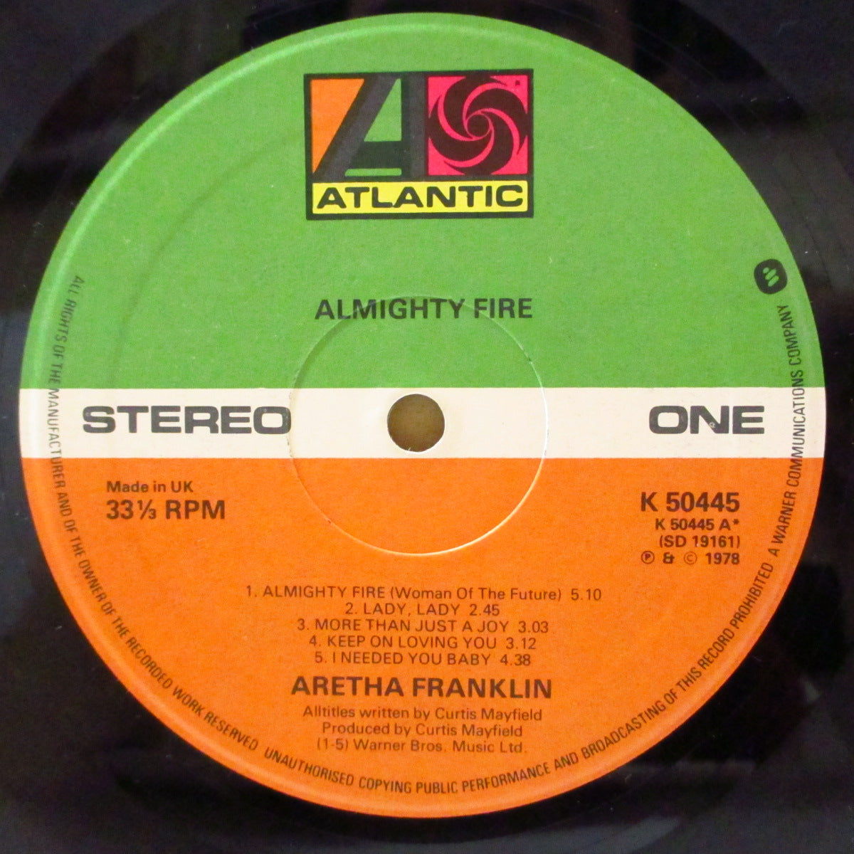 ARETHA FRANKLIN (アレサ・フランクリン)  - Almighty Fire (UK '78 オリジナル・ステレオ LP) カーティス・メイフィールドの作曲、プロデュース！