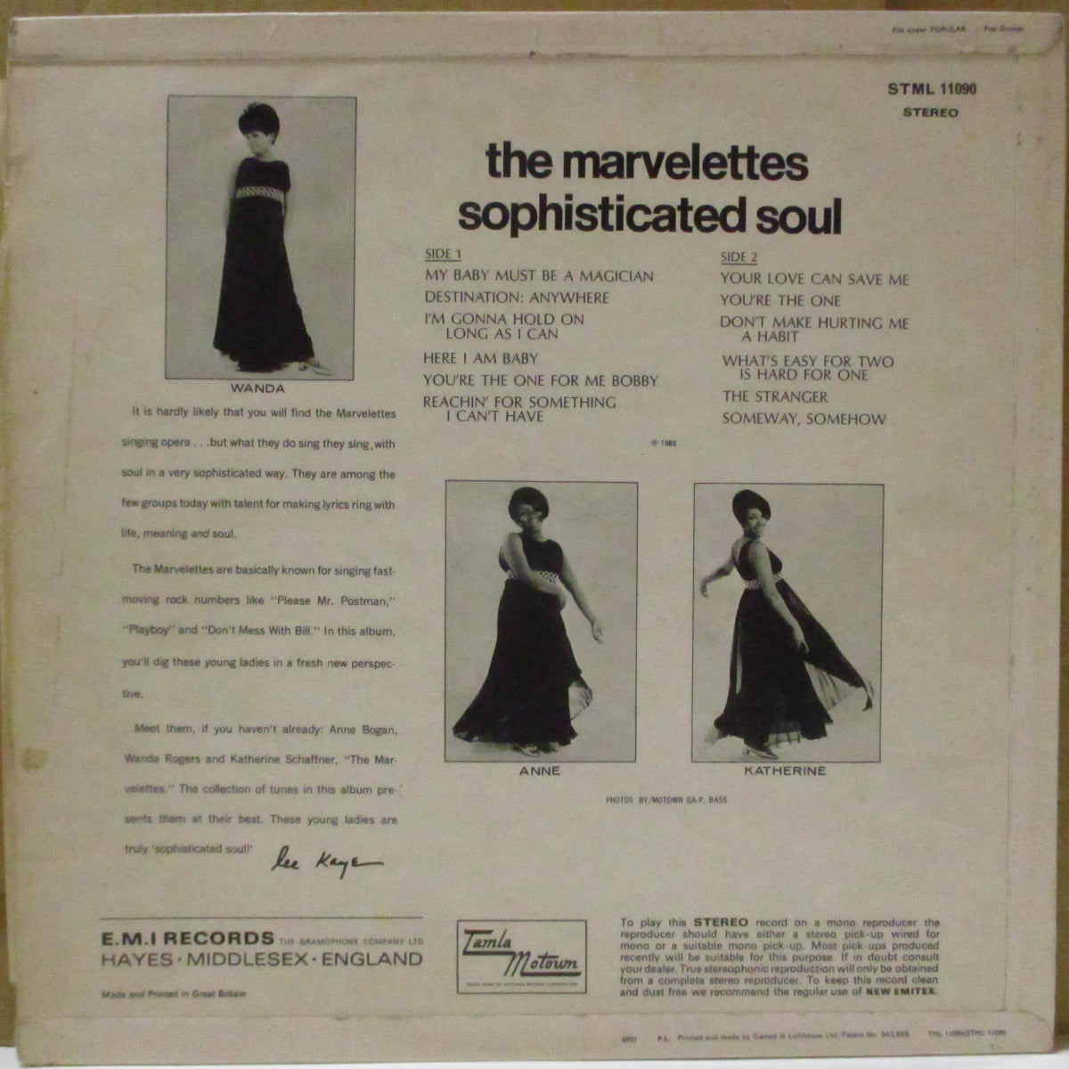 MARVELETTES, THE  (ザ・マーヴェレッツ)  - Sophisticated Soul (UK '68 オリジナル・ステレオ LP/表面コーティング折り返しジャケ) 踊れるノーザン満載8作目！