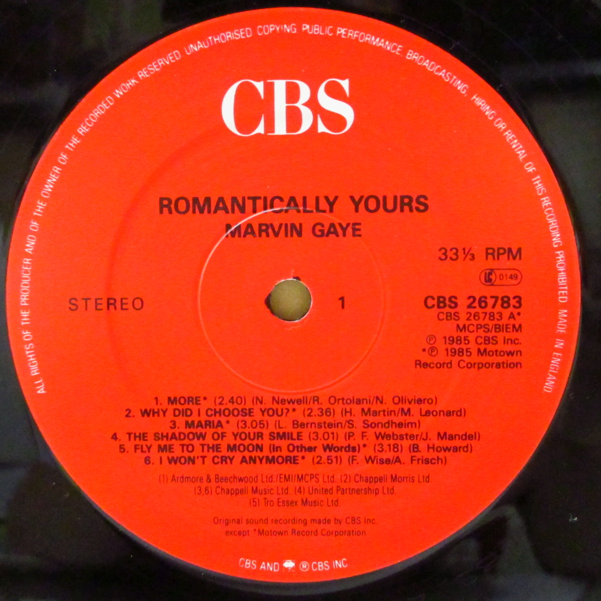 MARVIN GAYE (マーヴィン・ゲイ)  - Romantically Yours (UK-EU '85 オリジナル品番「CBS 26783 」ステレオ LP)2枚目の追悼アルバム！LP未再発化。