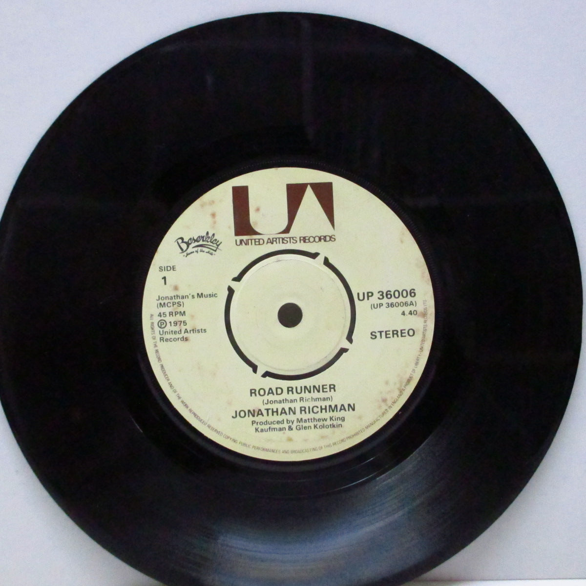 (JONATHAN RICHMAN & )THE MODERN LOVERS (ジョナサン・リッチマン＆ザ・モダーン・ラヴァーズ)  - Roadrunner (UK オリジナル 7"/UP 36006) 後のBerserkley盤とはミックス＆B面違い！