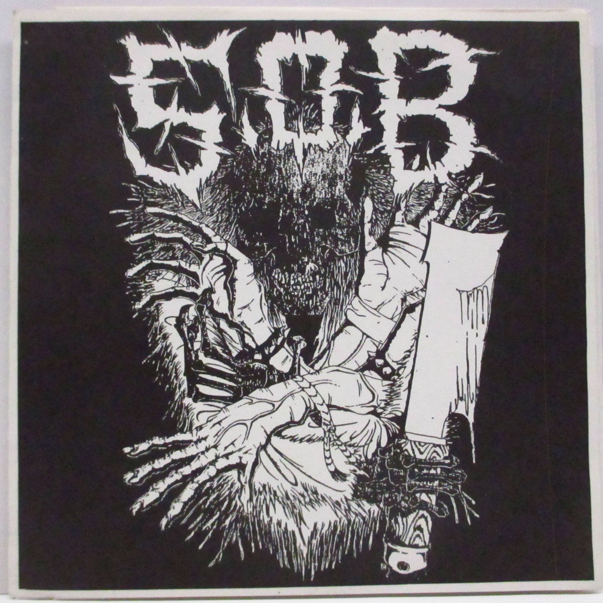 S.O.B. / NAPALM DEATH (エス・オー・ビー / ナパーム・デス)  - Split (US 90's リプロ再発「銀ラベ」10曲入り 7"/白/黒ジャケ）