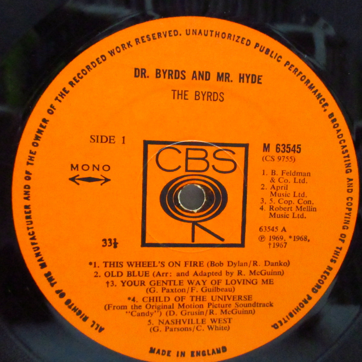 BYRDS (ザ・バーズ)  - Dr.Byrds & Mr.Hyde (UK オリジナル「モノラル」LP/表面コーティングジャケ) '69年7th アルバム！