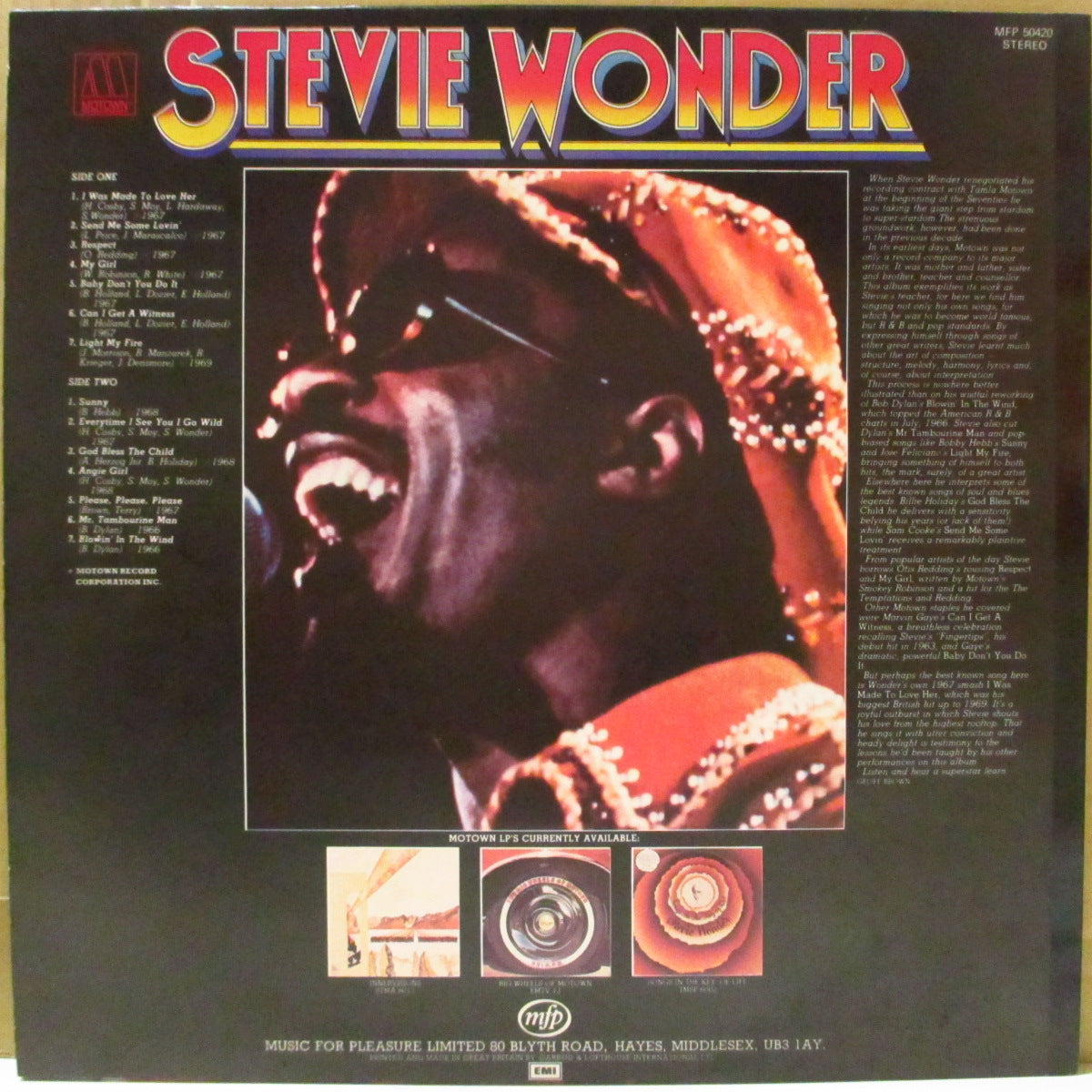 STEVIE WONDER (スティーヴィー・ワンダー)  - Light My Fire (UK '79 オリジナル・ステレオLP)英独自のカバー曲中心のコンピ！