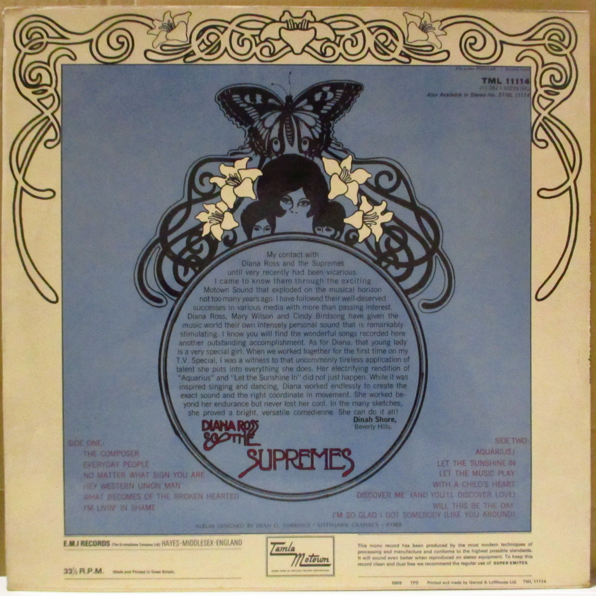 SUPREMES (DIANA ROSS AND THE) (ダイアナ・ロス＆ザ・スプリームス)  - Let The Sunshine In (UK '69 オリジナル・モノラル LP/両面コーティング・ジャケ)16作目アルバム