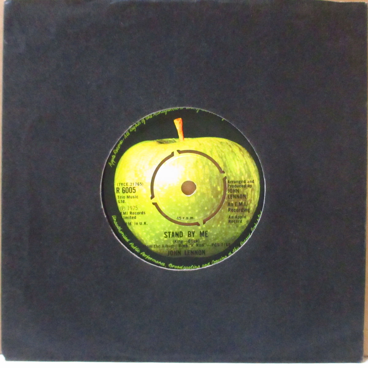 JOHN LENNON (ジョン・レノン)  - Stand By Me (UK '75 オリジナル「ラウンドセンター」7インチ+プレーンダイカット黒スリーブ)