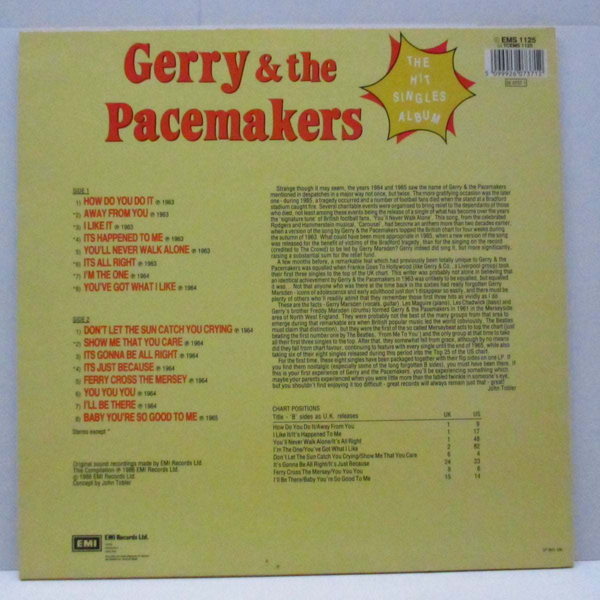 GERRY AND THE PACEMAKERS (ジェリー&ザ・ペースメーカーズ)  - The Hit SIngles Album (UK オリジナル LP) 全16曲入りベスト！
