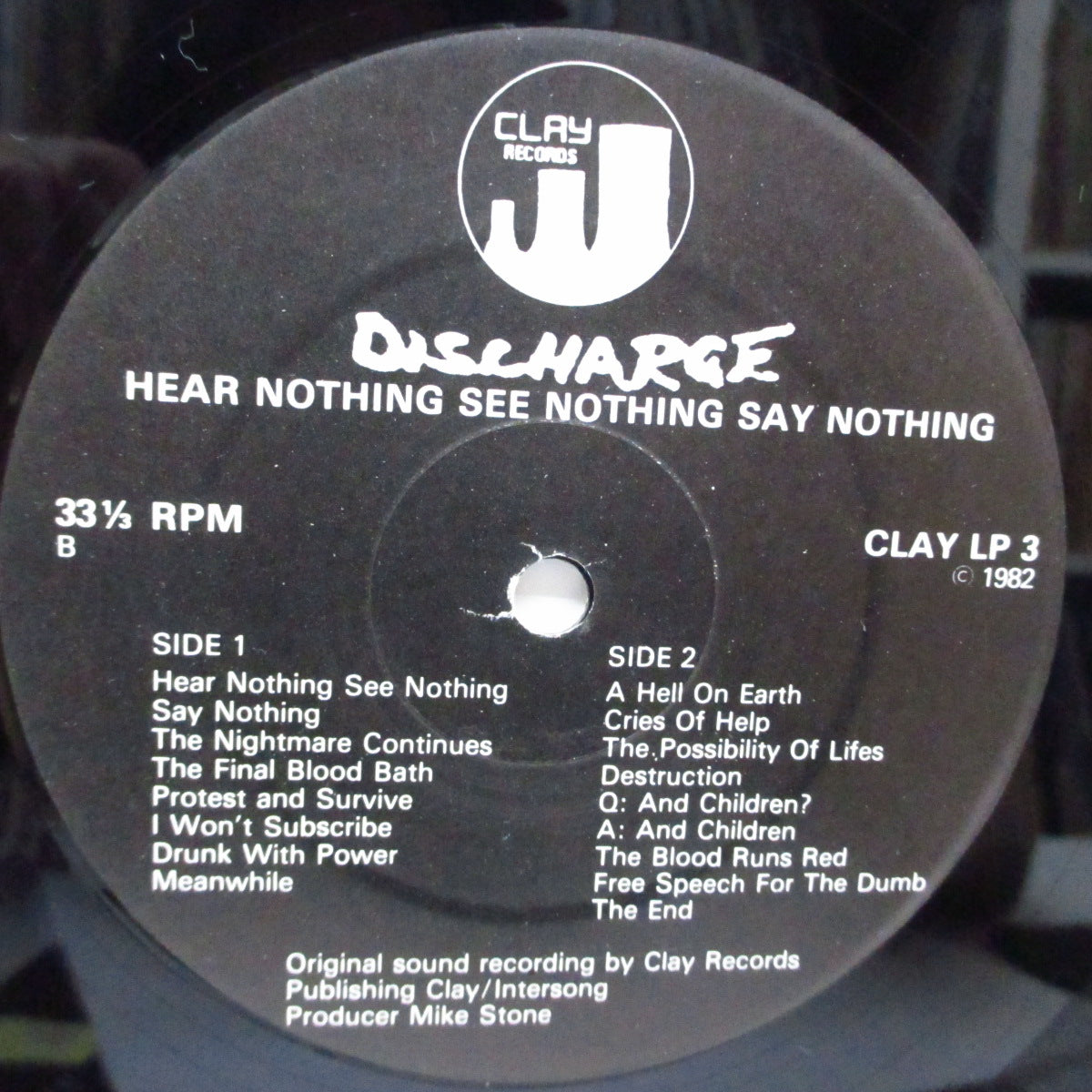 DISCHARGE (ディスチャージ)  - Hear Nothing See Nothing Say Nothing (UK '89 再発「黒ラベ」黒盤 LP/プライス表記の無い見開ジャケ）