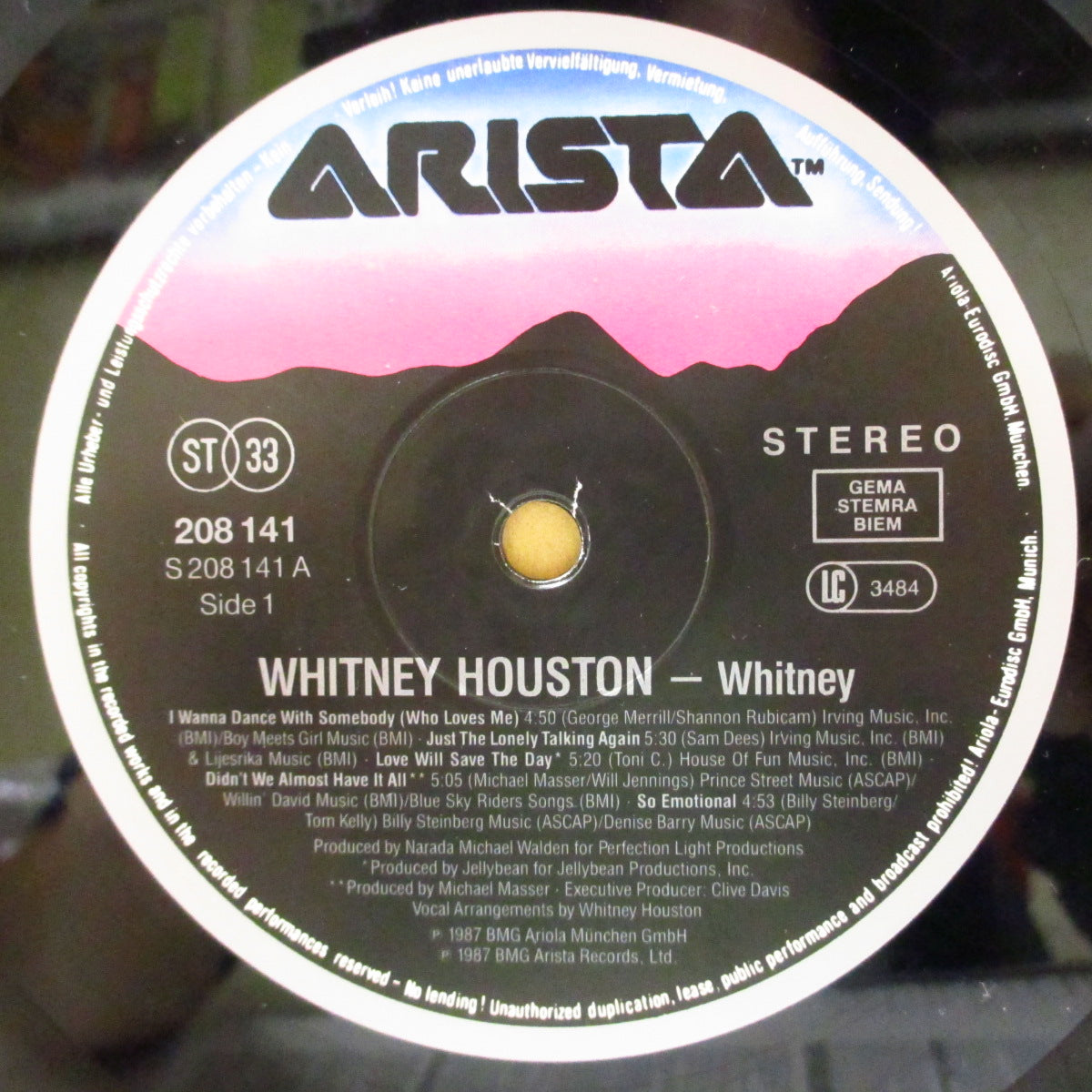 WHITNEY HOUSTON (ホイットニー・ヒューストン)  - Whitney (2nd Album) (EU '87 オリジナル・ステレオ LP+インナー) 全米1位セカンド・アルバム