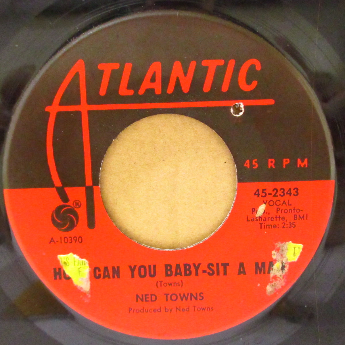 NED TOWNS (ネッド・タウンズ)  - B-I-N-G-O / How Can You Baby-Sit A Man (US '66 アトランティック社再発7インチ)美メロ・ノーザン & 哀愁バラッド