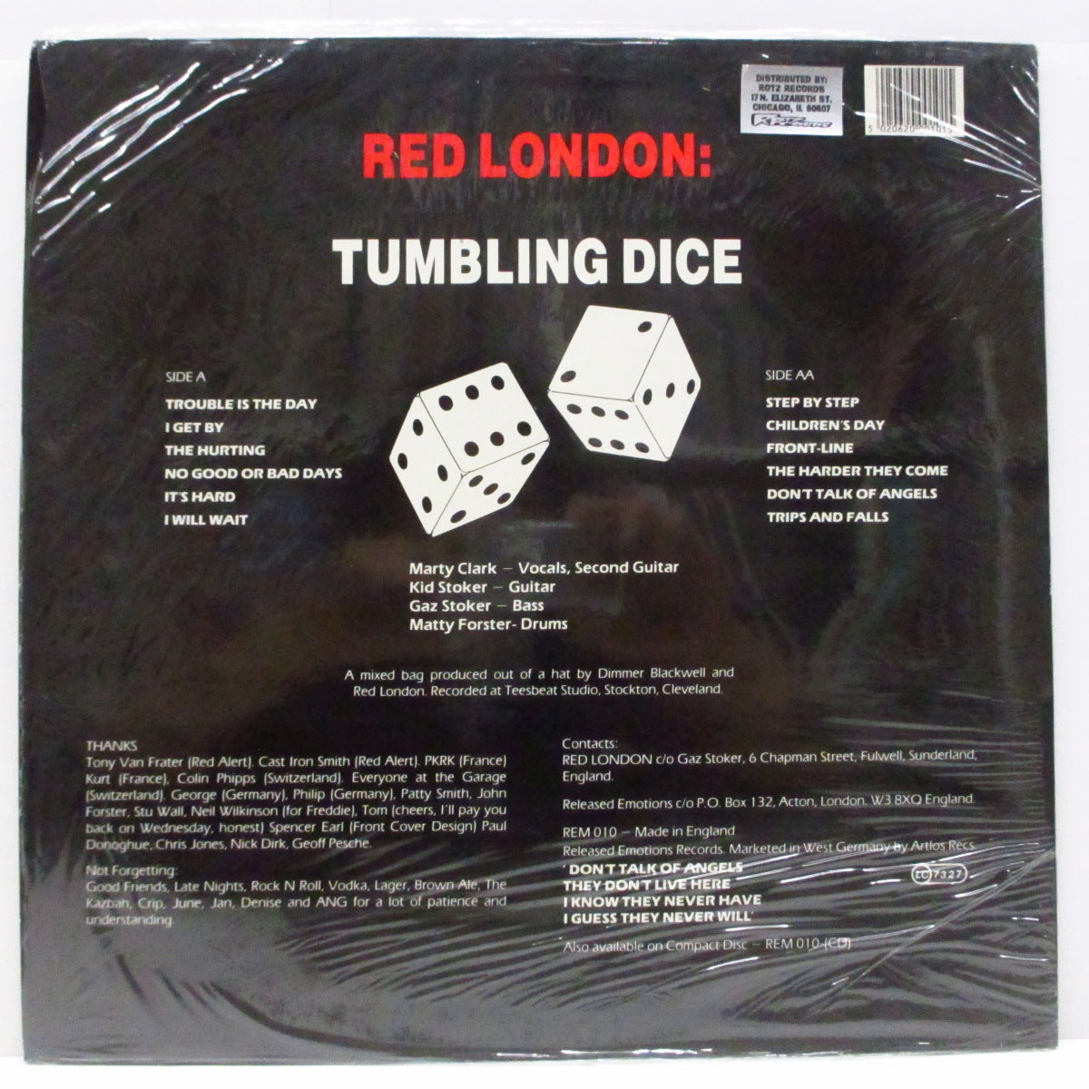 RED LONDON (レッド・ロンドン)  - Tumbling Dice (UK オリジナル LP+インサート/ステッカー付きジャケ）'90年復活第２弾アルバム！