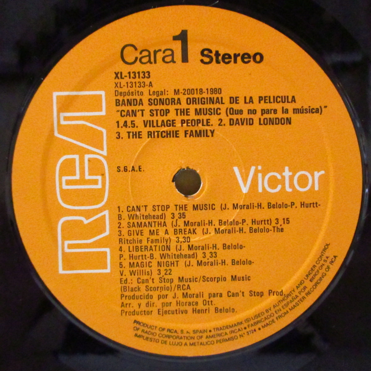 VILLAGE PEOPLE (ヴィレッジ・ピープル)  - Can't Stop The Music (スペイン '80 初回オリジナル・ステレオ LP+インサート/光沢見開きジャケ)ミュージカル・コメディ映画「ミュージック・ミュージック」のサントラ