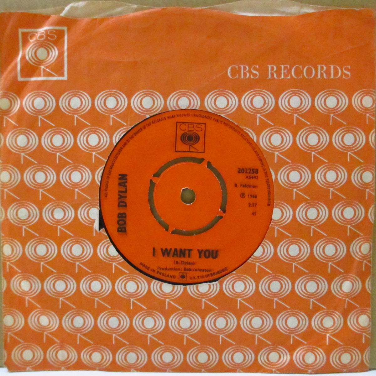 BOB DYLAN (ボブ・ディラン) - I Want You (UK '66 オリジナル