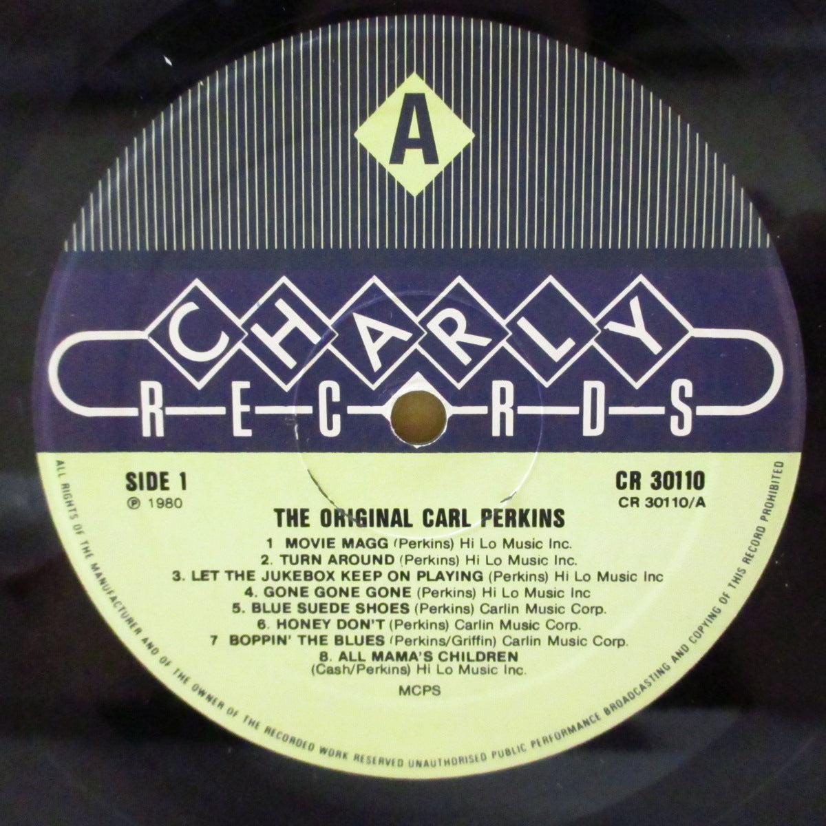 CARL PERKINS (カール・パーキンス)  - The Original Carl Perkins (UK 80's 再発「青・クリーム・ラベ」モノラル LP/両面コーティング・ジャケ) '55〜'57年SUN社録音黄金期のベスト・コンピ！