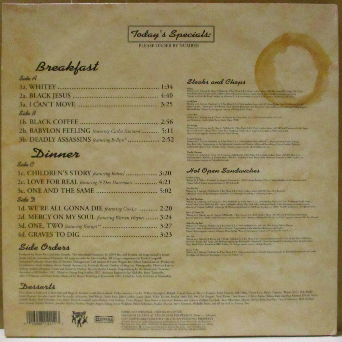 EVERLAST (エヴァーラスト)  - Eat At Whitey's (US '00 オリジナル「レーベルコードなしラベ」 2xLP) 3rdアルバム
