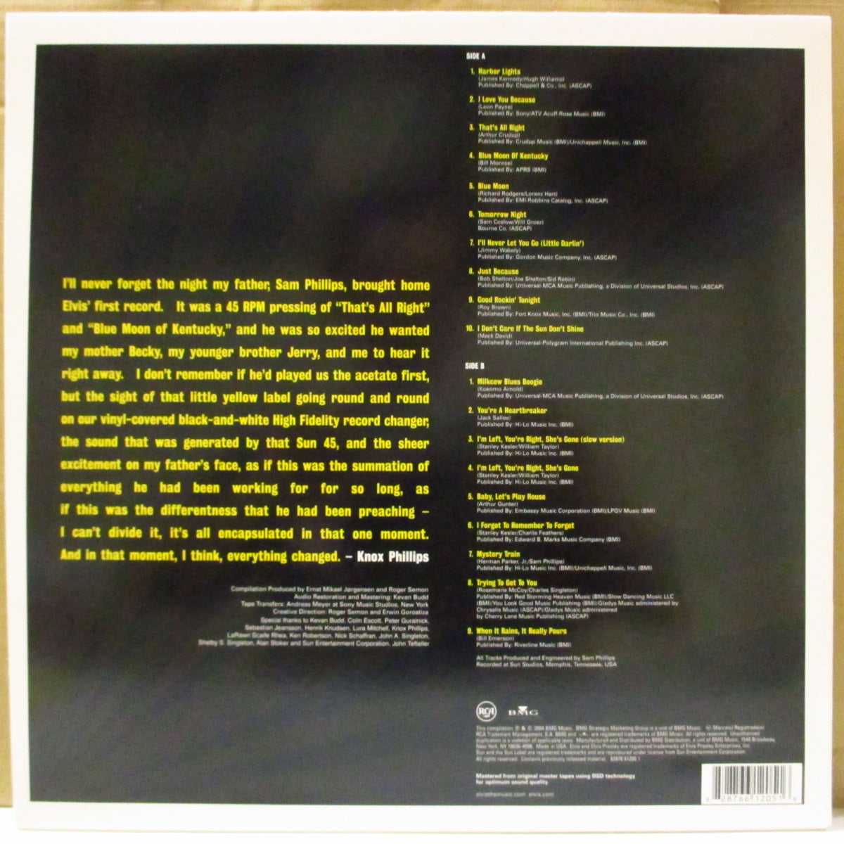ELVIS PRESLEY (エルヴィス・プレスリー)  - Elvis At Sun (US '04 オリジナル・リマスター・モノラル LP) 廃盤コレクタブル！