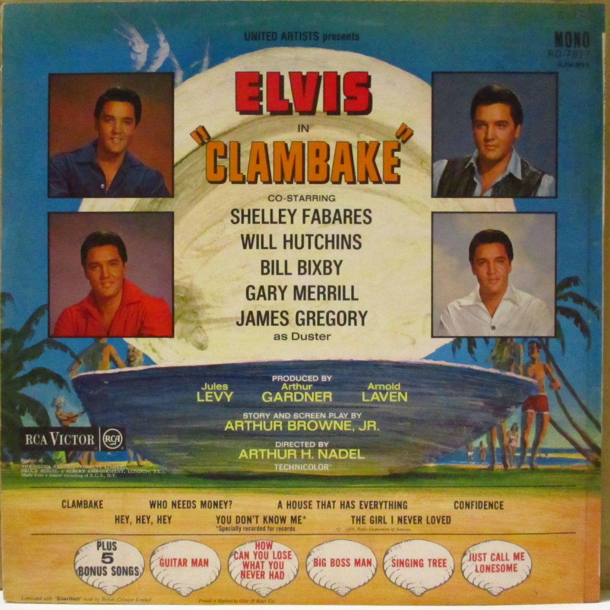ELVIS PRESLEY (エルヴィス・プレスリー)  - Clambake (UK '68 オリジナル「レッド・スポット黒ラベ」モノラル LP/表面コーティング・ジャケ)エルヴィス主演映画（邦題:ブルー・マイアミ）サントラ