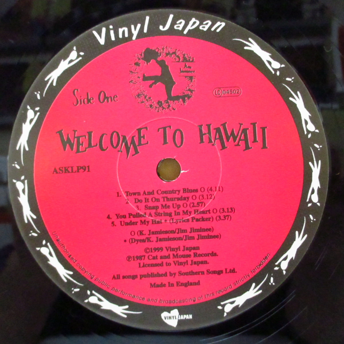 JIM JIMINEE (ジム・ジミニー)  - Welcome To Hawaii (UK '99 再発 LP+インサート)