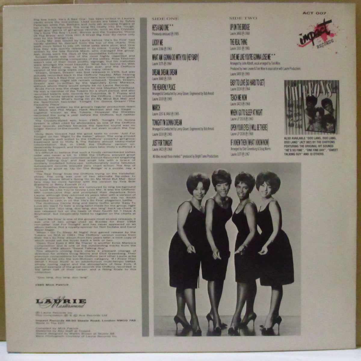 CHIFFONS, THE (ザ・シフォンズ)  - Flips, Flops & Rarities (UK '85 オリジナル・モノラル LP) '60年代黄金期レア音源編集のコンピ16曲