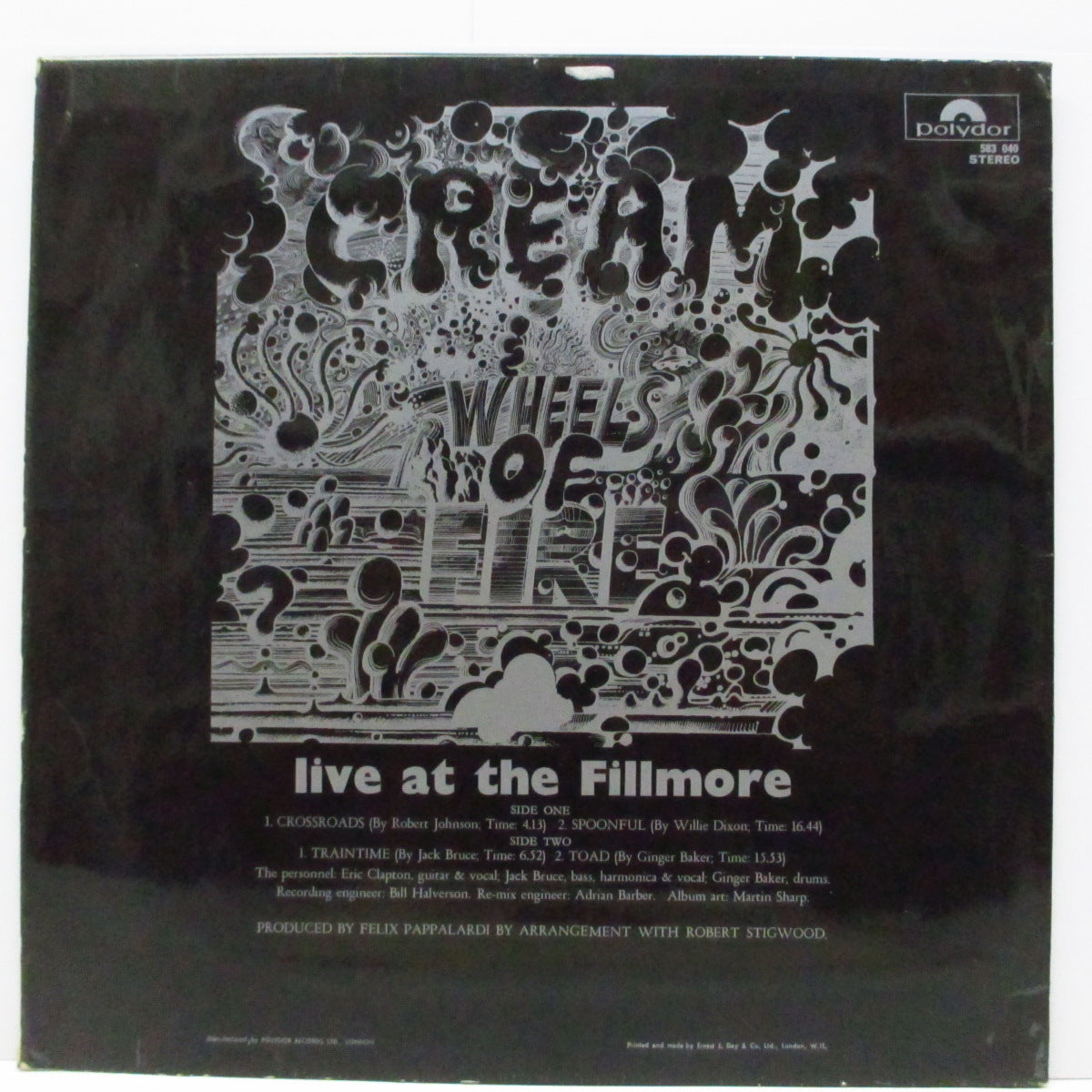 CREAM (クリーム)  - Wheels Of Fire-Live At The Fillmore (UK オリジナル「ステレオ」LP/両面コーティングジャケ)