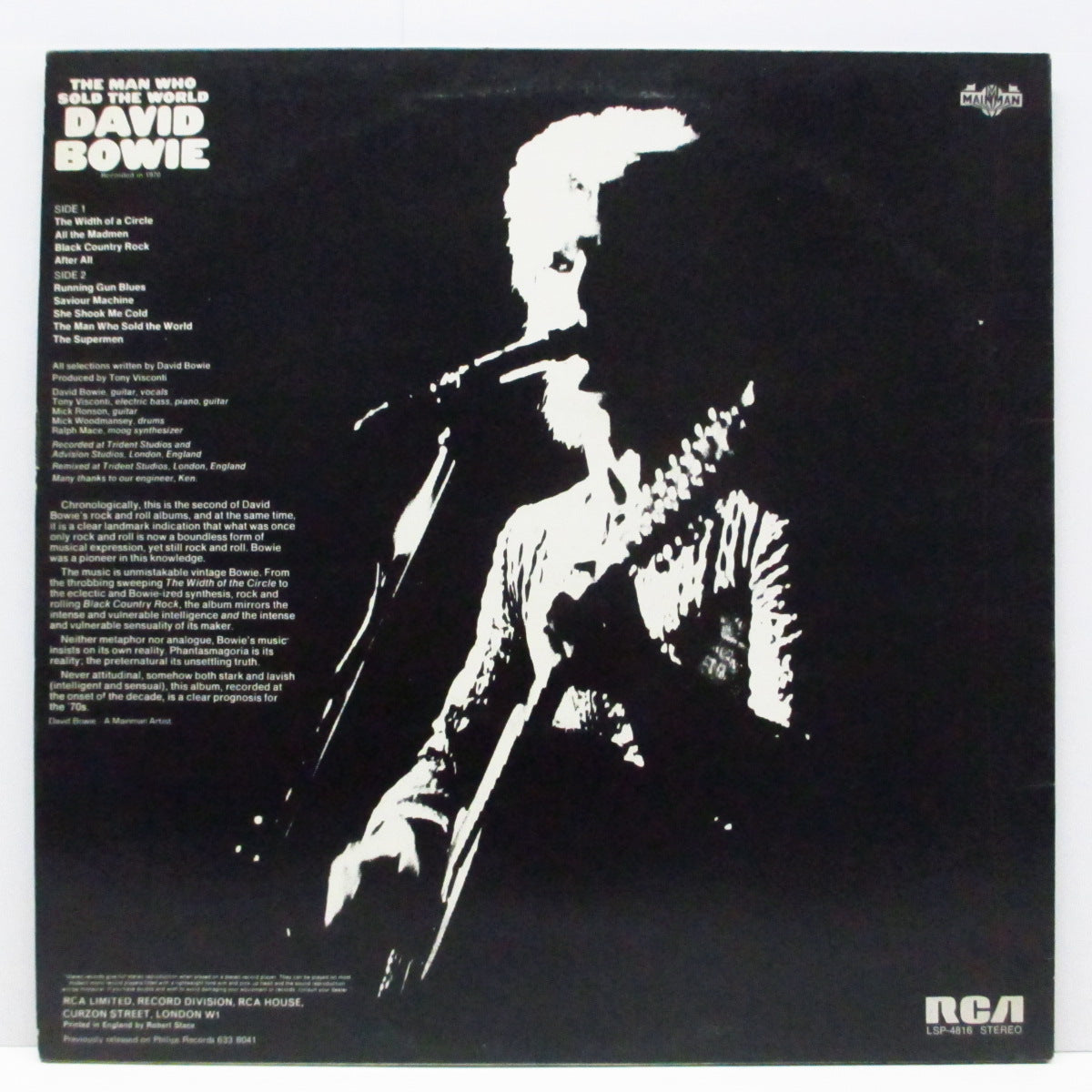 DAVID BOWIE (デヴィッド・ボウイ)  - The Man Who Sold The World (UK '73 Mainman 再発「オレンジラベ」 LP+ポスター、インナー/「Ziggy」ジャケ)