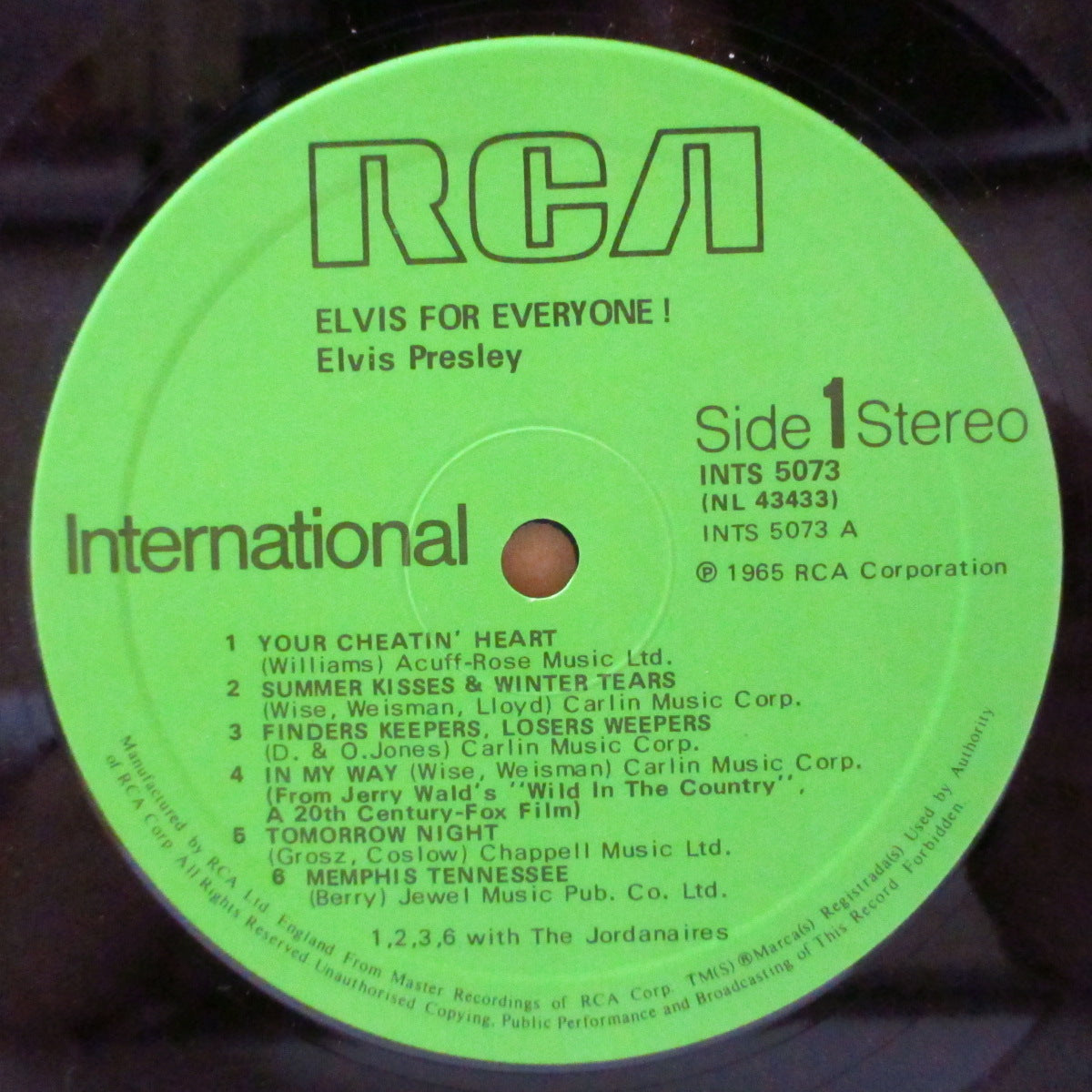 ELVIS PRESLEY (エルヴィス・プレスリー)  - Elvis For Everyone (UK '81 再発「グリーン・ラベ」ステレオ LP)RCAビクター社移籍10周年記念'65年アルバム
