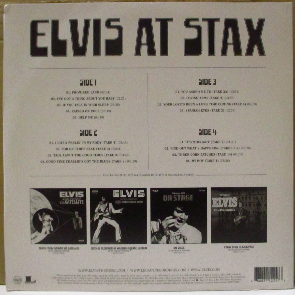 ELVIS PRESLEY (エルヴィス・プレスリー)  - Elvis at Stax (US '13 正規限定オリジナル・ステレオ「黒盤」LPx2枚組)STAX社スタジオでのセッション