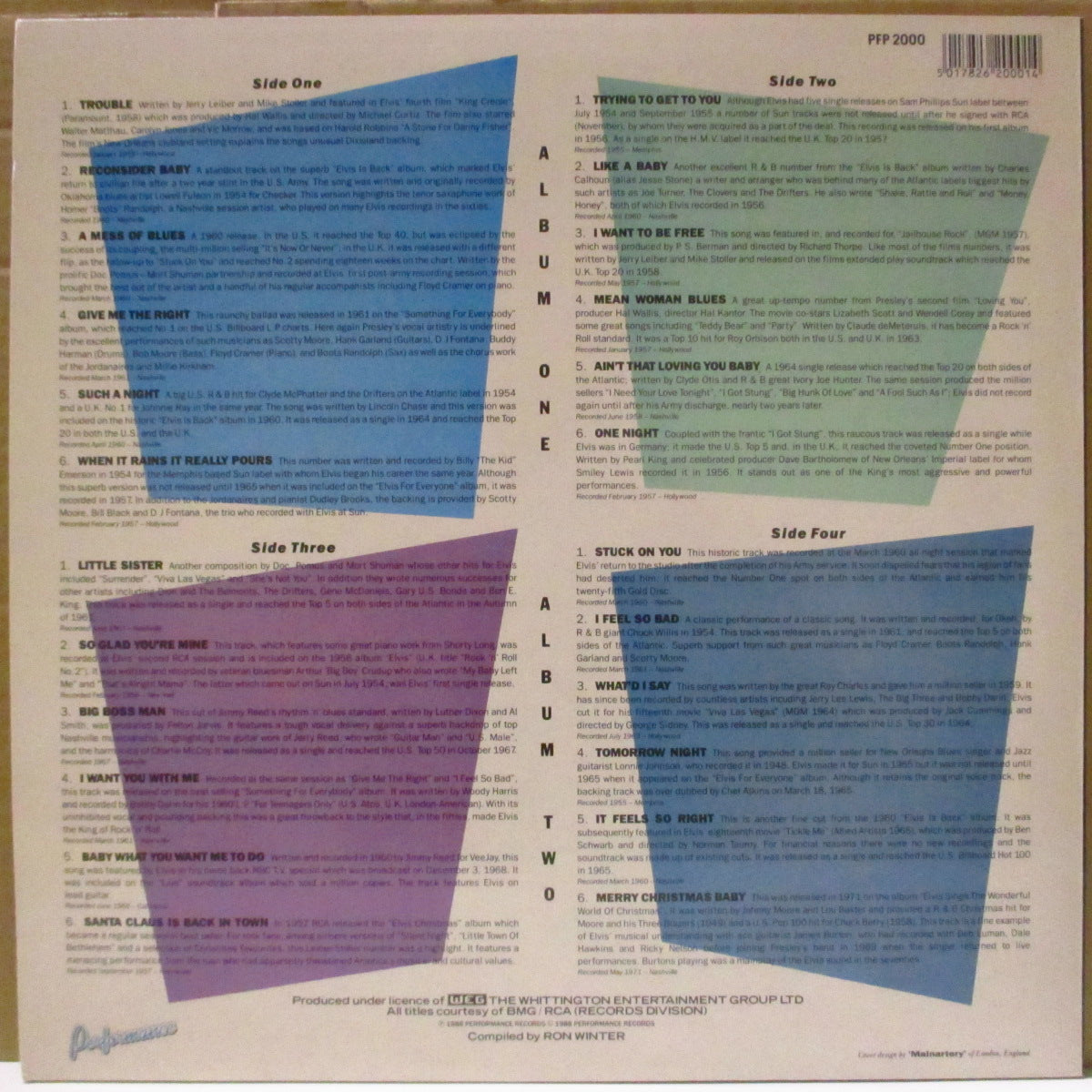 ELVIS PRESLEY (エルヴィス・プレスリー)  - Mess O'Blues : 24 Classic Tracks (UK '88 正規再発ステレオLPx2枚組)RCA正規ライセンス珍盤！