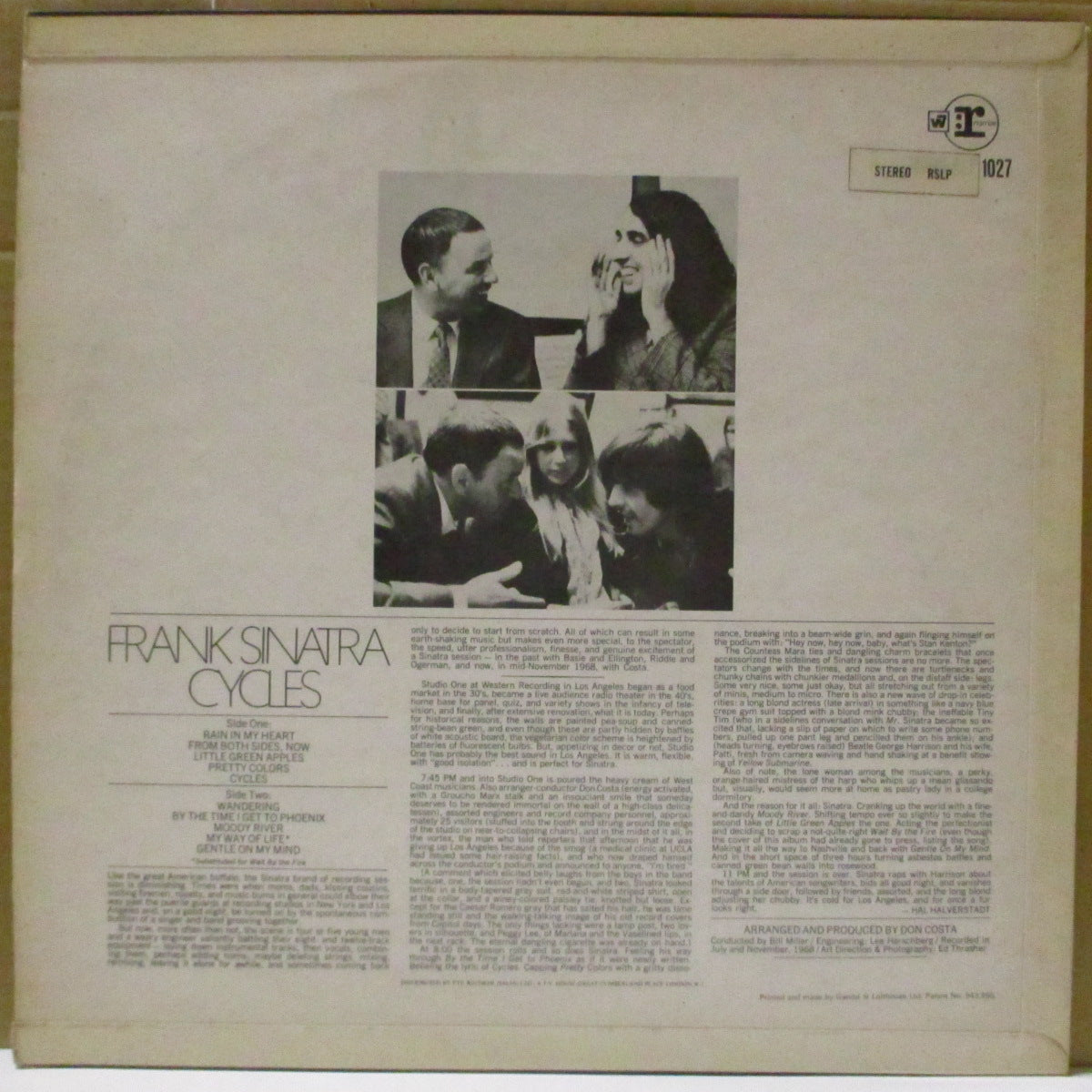 FRANK SINATRA  (フランク・シナトラ)  - Cycles (UK '68 オリジナル・ステレオ LP/表面コーティング折り返しジャケ) ジョージ・ハリソン参加！