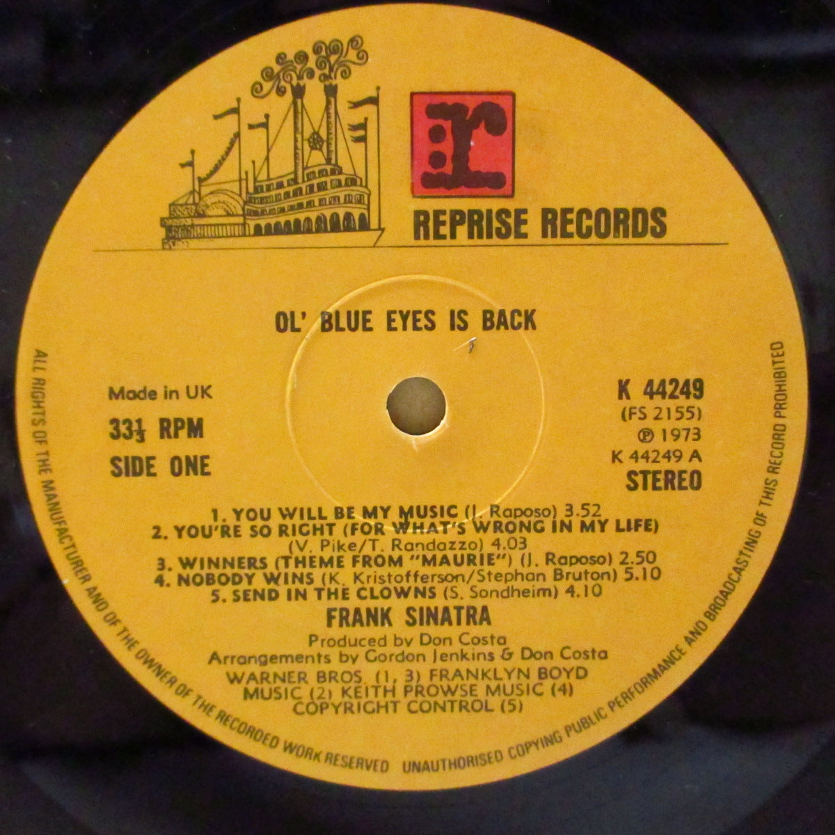FRANK SINATRA  (フランク・シナトラ)  - Ol' Blue Eyes Is Back (UK '73 初回オリジナル・ステレオ LP/光沢見開きジャケ)復帰名作
