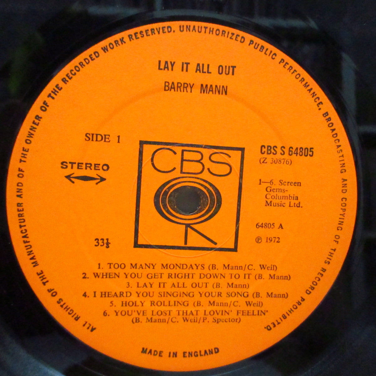 BARRY MANN (バリー・マン)  - Lay It All Out (UK オリジナル LP/光沢見開きジャケ) '71年セカンド・アルバム、バリーマンの最高傑作 !