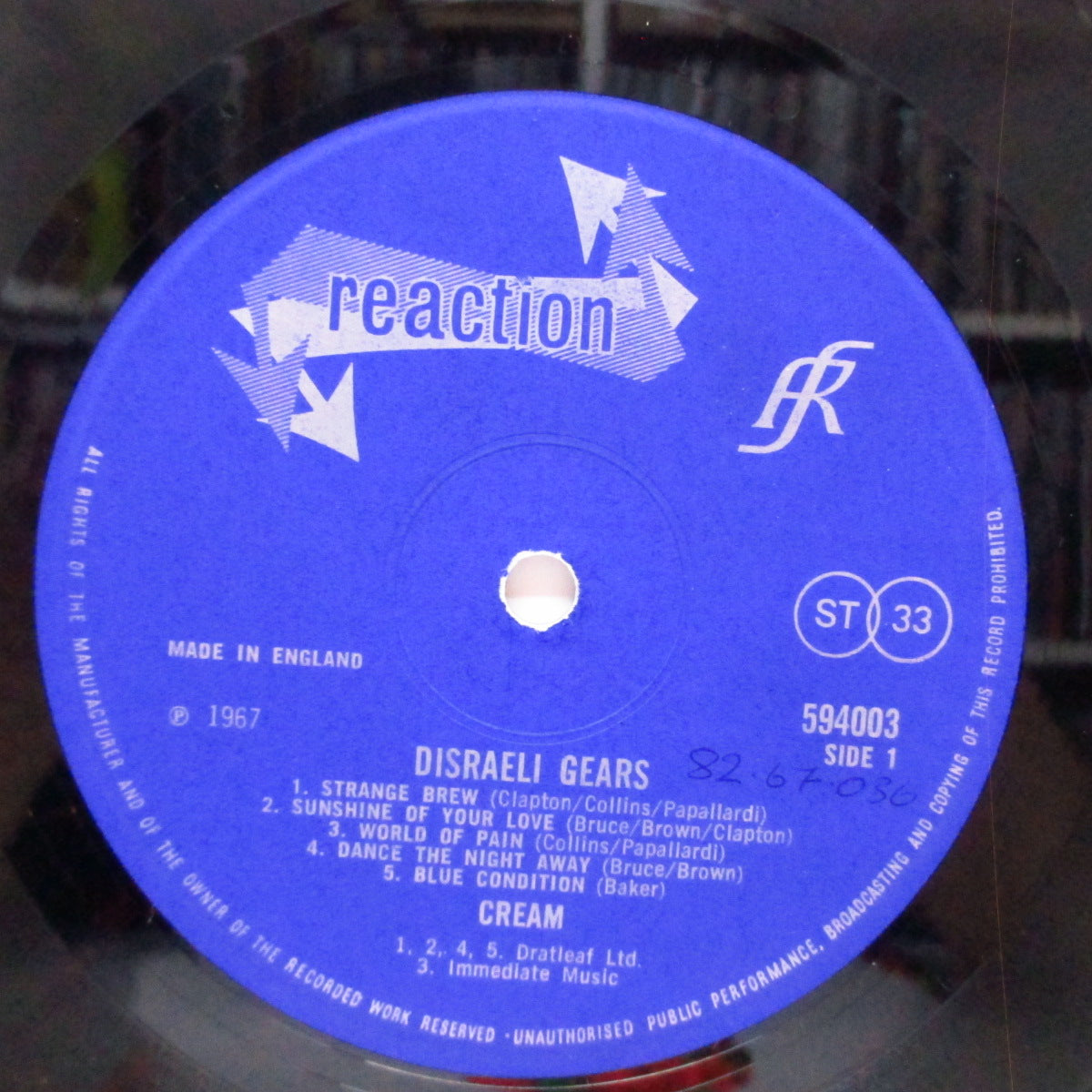 CREAM (クリーム)  - Disraeli Gears (UK '68 サードプレス「ステレオ」LP/表面コーティングジャケ）'67年セカンドアルバム！