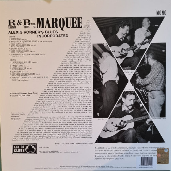 ALEXIS KORNER's Blues Incorporated (アレクシス・コーナーズ、ブルース・インコーポレイテッド)  - R&B From The Marquee (Italy 限定復刻再発180g モノラル LP/New)