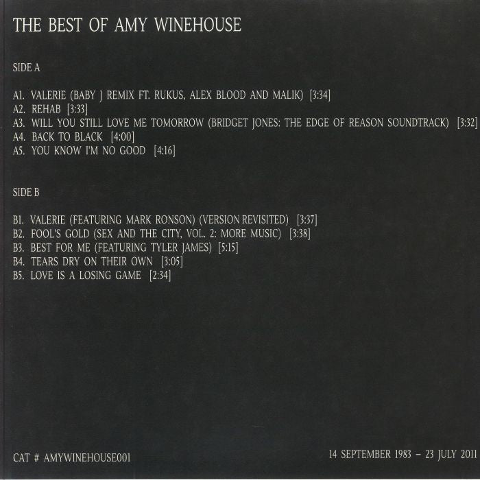 AMY WINEHOUSE (エイミー・ワインハウス)  - The Best Of Amy Winehouse (US 限定リリース LP/NEW) ベストアルバム