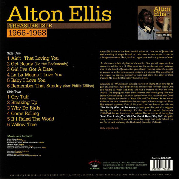 ALTON ELLIS (アルトン・エリス)  - Treasure Isle 1966-1968 (UK限定プレス LP/New)トレジャーアイル社黄金期のベスト！