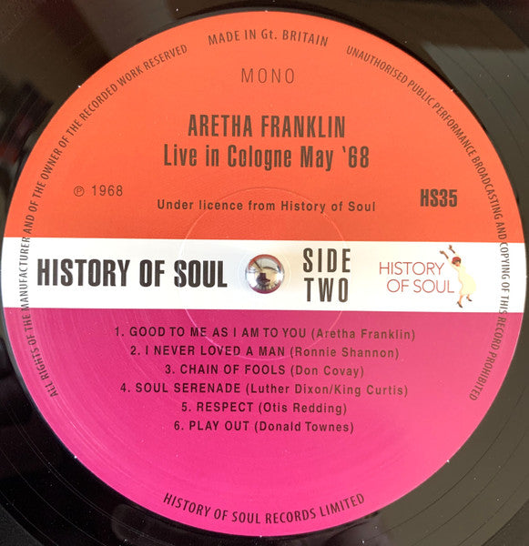 ARETHA FRANKLIN (アレサ・フランクリン)  - Live In Cologne May ‘68 (EU 限定プレスLP / New) '68年26歳大充実期のドイツ・スタジオ・ライブ！