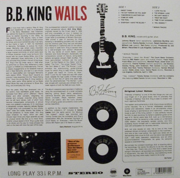 B.B.KING (BB キング)  - B.B. King Wails (EU 限定復刻ボーナス入り再発180g ステレオ LP/New)