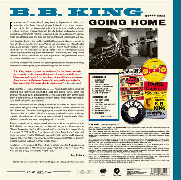 B.B.KING (BB キング)  - Going Home  <B.B. King>  (EU 限定復刻ボーナス入り再発180g LP/New)