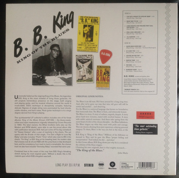 B.B.KING (BB キング)  - King Of The Blues (EU 限定復刻ボーナス入り再発180g ステレオ LP/New)