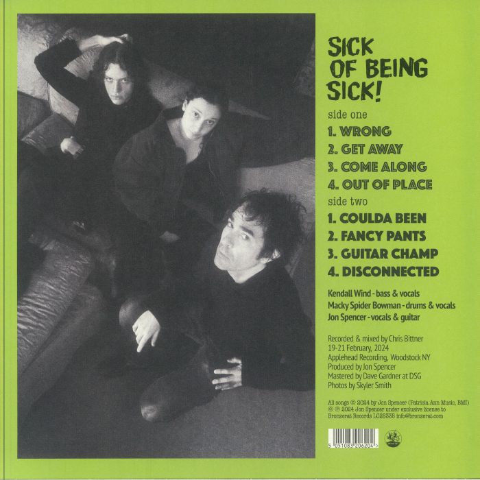 JON SPENCER (ジョン・スペンサー)  - Sick Of Being Sick! (US 2,500枚限定「クリアヴァイナル」45回転 LP/NEW)