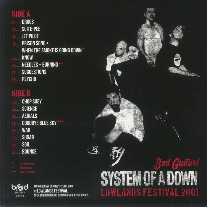 SYSTEM OF A DOWN (システム・オブ・ア・ダウン)  - Bad Guitar! Lowlands Festival 2001 (EU 限定リリース LP/NEW) '01年収録ライブアルバム