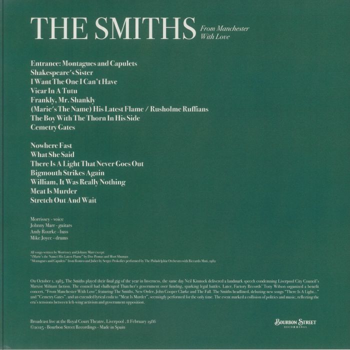 SMITHS, THE (ザ・スミス)  - From Machester With Love (Spain 限定リリース LP/NEW) '86年イギリス録音ライブアルバム
