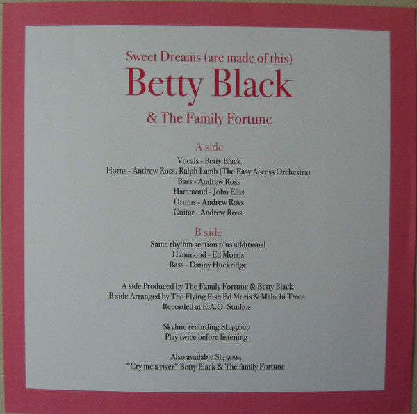 BETTY BLACK & THE FAMILY FORTUNE (ベティ・ブラック &  ザ・ファミリー・フォーチューン)  - Sweet Dreams (Are Made Of This) (UK 「200枚限定」7" / New)