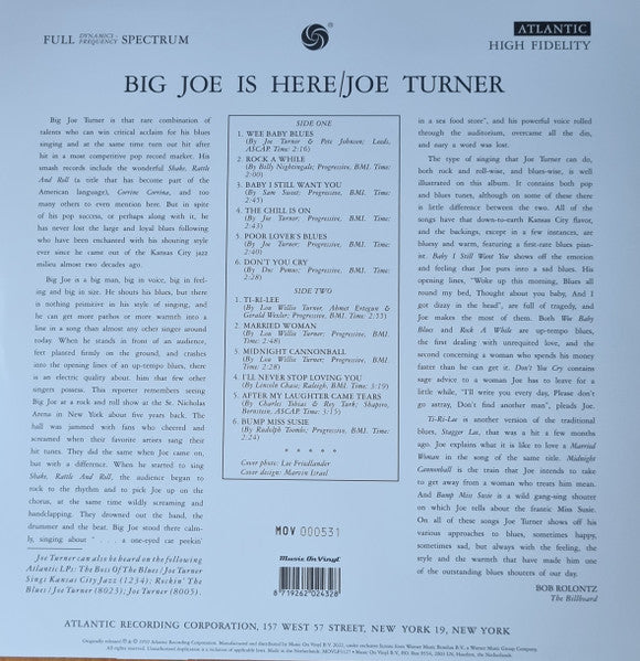 JOE TURNER [BIG JOE TURNER] (（ビッグ）ジョーターナー )  - Big Joe Is Here (EU M.O.V社 750枚限定復刻再発「シルヴァーVINYL」180g モノラルLP/New)