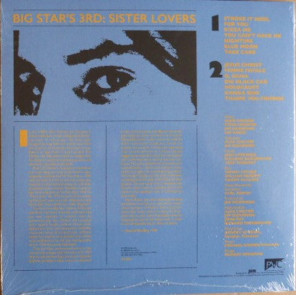 BIG STAR (ビッグ・スター)  - Big Star's 3rd: Sister Lovers (US 限定復刻再発 LP/ New) アレックス・チルトン在籍、’74年幻のサード・アルバム