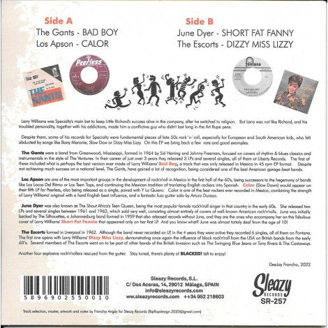 V.A. (スペインSleazy社監修、50's ブラック・ロッカー名曲のカバー集)  - Blacked Vol. 6 - Blacked! 'N' Williams'd ! (スペイン限定ジャケ付き4曲入り7インチEP/New)「ラリー・ウィリアムス」編